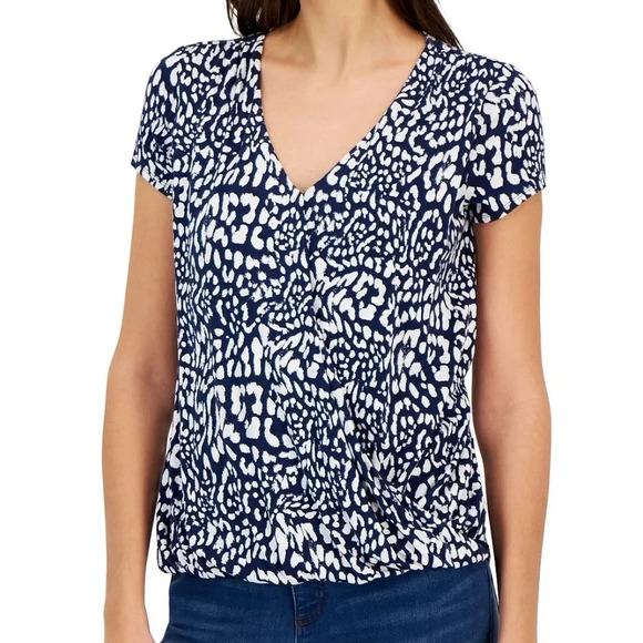 INC International Concepts Printed Short Sleeve V-Neck Top Size XXL NWT - Picture 1 of 10